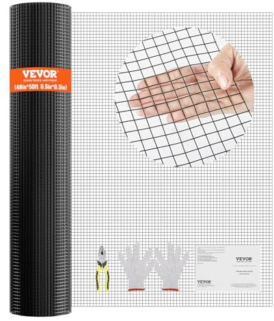 VEVOR Rouleau de grillage galvanisé 1,2x15 m grillage à poules 12,7x12,7mm Carré Galvanisé maille métallique à revêtement 1,06mm vinyle pour barrières de poulaillers enclos de volailles