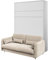 MEBLINI Schrankbett mit Sofa Bed Concept - Wandbett mit Lattenrost - Klappbett mit Schrank - Wandklappbett - Murphy Bed - BC-01-140x200cm Vertikal - Weiß Matt/Beige