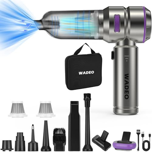 WADEO Handstaubsauger 3 in 1 Akku 18000pa, 35mins Laufzeit, 3 Geschwindigkeiten 210000 U/Min Staubbläser 7500 Mah Akku, Autostaubsauger für Auto, Haus, Büroreinigung