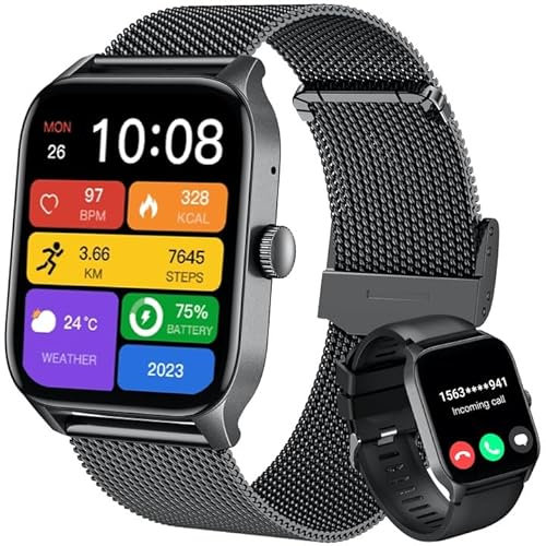 Orologio Smartwatch Uomo Fitness: 1.83 Smart Watch con Effettua Risposta Chiamate 100+ Sportive Cardiofrequenzimetro SpO2 Sonno Contapassi Impermeabile IP67 Orologi Tracker Compatibile iOS e Android