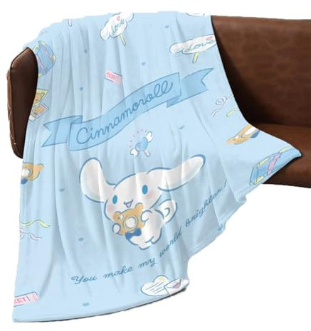 Cinnamoroll Manta Infantil de Sofá y Cama - Franela de Punto de Moda, Súper Suave, Ligera y Cálida - Decoración Hogar y Regalo -B