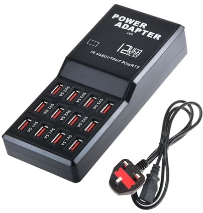 Balabaxer USB Charger,12-Port 60W Multiple USB Charging Station,Multi Ports Charger Charging for Smartphones，Tablets，and Other Devices.