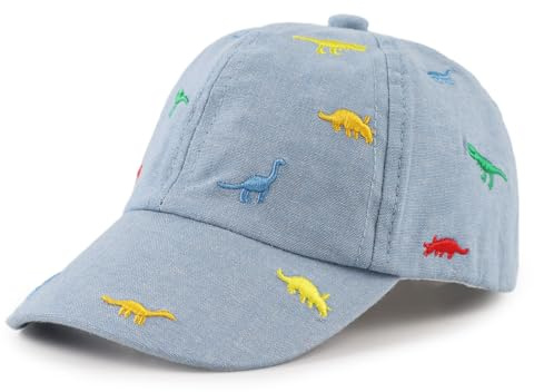 Pesaat Classic Baby Gorra de béisbol Dinosaurio Niños Niñas Sombrero para el Sol Algodón Primavera Verano Niños Visera Sombreros (Dinosaurio Azul Cielo,46cm)
