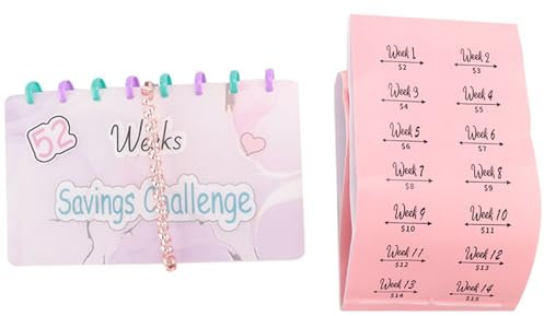 Fangxuee Sparordner, 52-Wochen-Challenge, Geldsparordner, Wiederverwendbares Haushaltsbuch mit Geldumschlägen, Mattiert, Langlebig