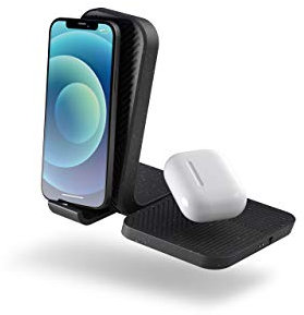 Zens Modular Stand Main Station Wireless Charger, Cargador inalámbrico de 15 W para Dispositivos iPhone/Qi, Incluye Adaptador de Corriente de 65 W (EU/UK/US), Negro