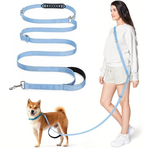 Tivray 2,6m Guinzaglio per Cani a Mani Libere Regolabile, Blu