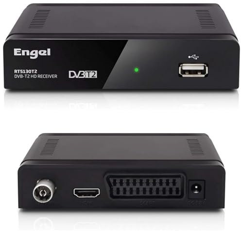 Engel RT5130B Décodeur TNT DVB-T2 Full HD avec Enregistreur PVR Timeshift USB HDMI Haute Sensibilité EPG Péritel Télétexte Plug and Play Facile à Installer