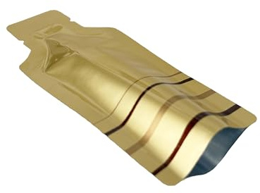 WACCOMT Pack 100 stycken vakuumförseglbara Mylar flaskformade påsar med värmeförseglbar platt aluminiumfolie och tårspår för förvaring (guld, 7,5 x 13 cm (3 x 5,1 tum) | Vakuum, flaskformat öppet lock, platt aluminium, skårad för förvaring