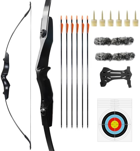 Clianle Recurve Bow and Arrow Set for Adults, Beginners, Adolescents, Right-Handed Archery Bow for Outdoor Target Practice, Hunting and Archery Competitions-20lb