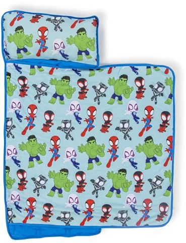 Tapis de Sieste Spidey et Ses Amis extraordinaires, Sac de Couchage Enfant Doux avec Oreiller intégré pour l’école, la crèche ou Les soirées Pyjama