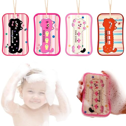 JEYORZY Esponja Bebe, 4 Pcs Esponja Bebe Recien Nacido, Ducha para Niños, Esponja Baño Infantil, Esponja Ducha Bebe, Esponja De Konjac Para El Baño Del Bebé, Esponjas Hidrófilas, Estilo aleatorio