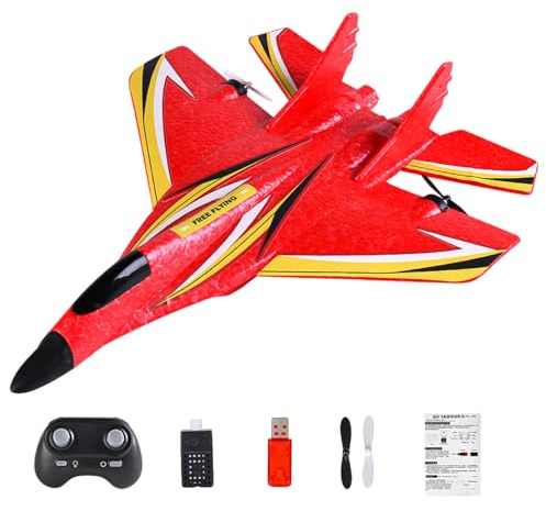 Wisylizv - Avión de caza con luces LED - Juguete volante RC impermeable 2,4 GHz - Avioñ Cascada con doble motor - Avioñ de aprendizaje temprano al aire libre para principiantes