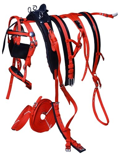 Kit complet de harnais de conduite en nylon rouge et noir Taille Cob