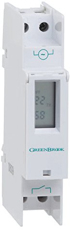 Greenbrook Din Rail Timer for Control Panel, 100Hr Battery Backup (6 On, 6 Off)