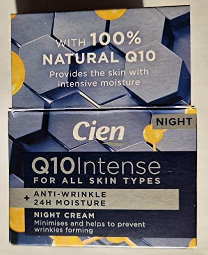 2 x Cien crema antirughe - crema da notte - 2 x 50 ml - con Q10, acido ialuronico e vitamina E - pelli più esigenti