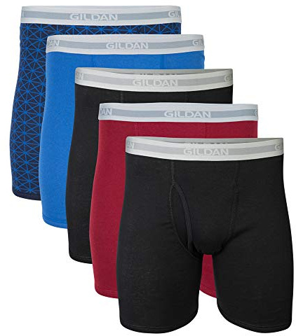 Gildan Men's Underwear Boxer Briefs, Multipack, Mixed Blue/Grey (5-Pack), XL (Pack of 5)