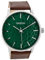 Oozoo Herrenuhr mit Lederband 48 MM Grün/Dunkelbraun C9441