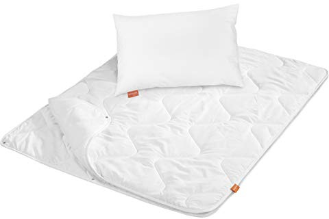 sleepling Kinderbettdecke 100x135 cm und Kinderkopfkissen 40x60 cm, Kinderbetten Set, 4-Jahreszeiten Bettdecke 100 x 135 cm und Kopfkissen 40 x 60 cm, Kinderdecke, Made in EU, Oeko-TEX, waschbar