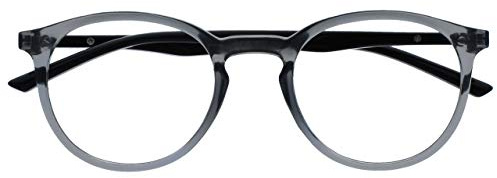 OPULIZE Met Gafas con Bloqueo de Luz Azul Montura Redonda Delgada Gris Negro Resistente a Arañazos Bisagras de Muelle Mejoran Sueño Ordenador Gaming Antirreflejante Hombre Mujer B60-7 +2.00