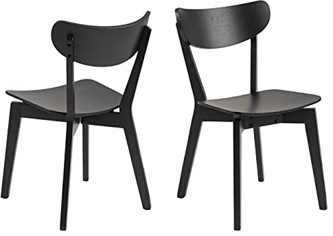 AC Design Furniture Roxanne Esszimmerstühle 2er Set, H: 79,5 x B: 45 x T: 55 cm, Schwarz, Eichefurnier/Gummibaumholz, 2 Stk.