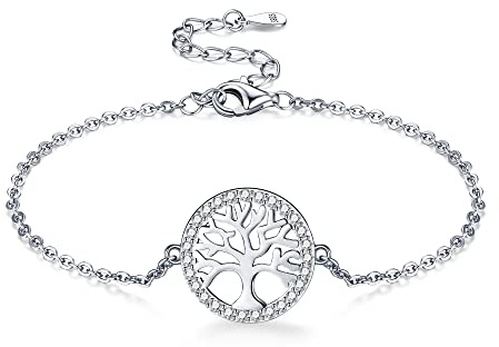 Jrêveinfini Arbre de Vie Bracelet Femme Enfant Fille Maman Argent 925, Personnalisé Bracelet Bijoux Porte Bonheur Mere Fille Femme, Bracelet Amitié Cadeau Fete des Meres Anniversaire Femme Maman