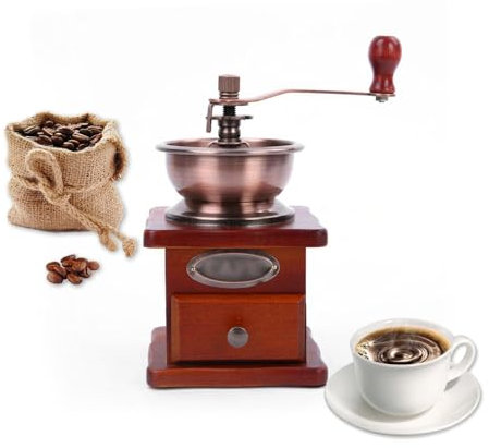 Ruiqas - Macinacaffè Manuale in Stile retrò, in Legno, Stile Vintage Antico, macinino da caffè