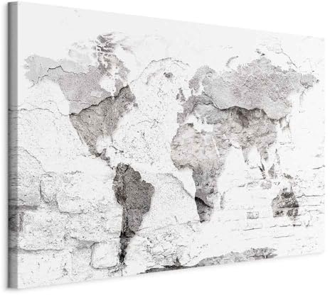 artgeist Acoustic Canvas Wall Art Print World Map 35x24 in - 1pcs Picture with Acoustic Foam Sound Print Artwork Room Acoustics Soundproofing - Travel Stone Effect k-C-10014-b-a