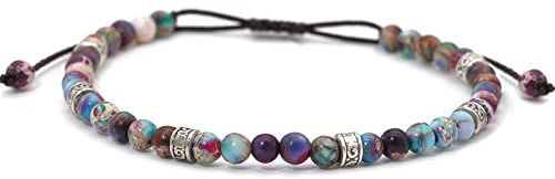 Suyi Beaded Bracelets Adjustable Handmade String Bracelet Bohemian Colorful Stone Strand Bracelet for Women Color