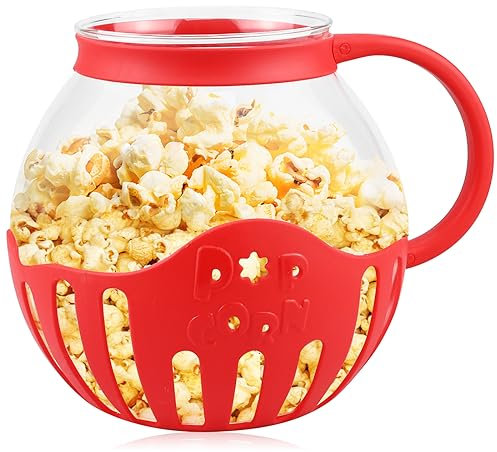 Machine à popcorn de 2 L, bol en verre borosilicate pour micro-ondes, moins de graisse, faible teneur en calories, sans BPA, pour les soirées cinéma, les fêtes à la maison