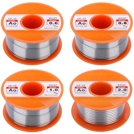 Zocipro 4pcs Fil de Etain a Souder,Fil Etain a Souder Colophane Fil de Soudure,Soudure avec Flux,pour Réparation, Soudure électrique, Bricolage, Soudure de Circuits Imprimés (0,6/0,8/1/2 mm)