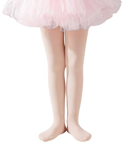 Mini angel Girls Fleece Lined Tights Winter Thick Thermal Leggings Footed Dance Tights for 5-7 Years, 1 Pair (Ballet Pink, M)