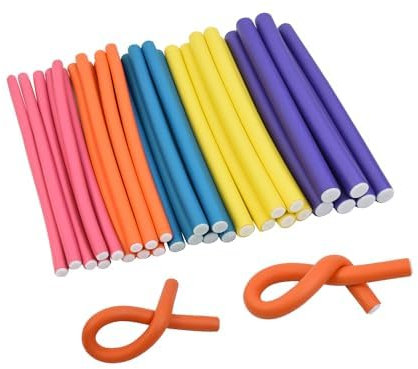 30 Pezzi Bigodini Flessibili Arricciacapelli Bigodini Flessibili per Capelli Fascia Bigodini Senza Calore Bigodini Morbidi per Capelli Ricci (5 Colori)