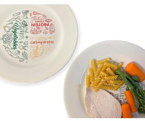 Thorness Coppia di piatti colorati in melamina per adulti per incoraggiare un'alimentazione sana, piatti dietetici in melamina divisi visivamente per dimagrire e perdere peso