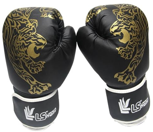 Boxhandschuhe, PU-Leder, Erwachsene Boxhandschuhe, Musikboxen, passende Handschuhe, Taekwondo-Boxsack, Karate, Muay Thai-Trainingshandschuhe, Tiger-Druck Fight Match Handschutz für Boxtraining