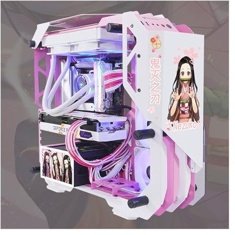 Boitier ATX Boîtier De Jeu, Boîtier De Jeu PC Moyenne Tour ATX/M-ATX/ITX - Port E/S Avant USB 3.0 - Panneau Latéral en Verre Trempé - Comprenant 2 Cartes Lumineuses LED