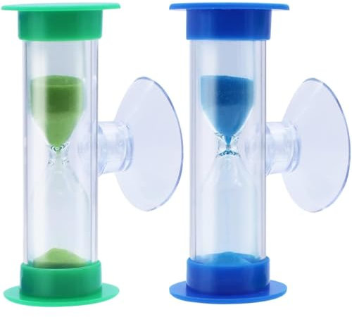 Lohill 2 Stück Zeitmesser mit Saugnapf, Sanduhr für Kinder, 3 Minuten / 2 Minuten Zähneputzen Zeitanzeige, Küchentimer Eieruhren für Kinder Zähneputzen Schule, Büro, Spiel, Zuhause, Zeitmanagement