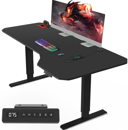 JUMMICO HöHenverstellbarer Schreibtisch 160 x 70 cm L-förmiger Schreibtisch Höhenverstellbar Elektrisch,Ergonomie Gaming Tisch mit Haken (Schwarz)