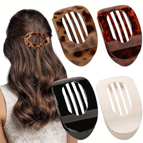 4 Stück Haarklammern für Damen,Flat Claw Clip,Haarspange Flach Damen, Haarklammer für Dunn Haar, Starker Halt Seitliche Haarklammern