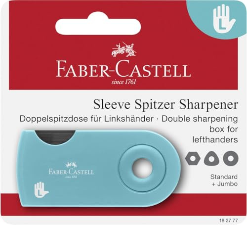Faber-Castell 182777 - Blister Sacapuntas Doble Sleeve Turquesa para Zurdos
