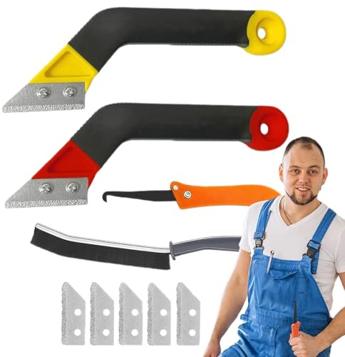 Outil De Retrait Mortel | Rayures De Mortier 10x Avec 5 Lames De Remplacement | Remobs Articulaires Hautes Performances Pour Le Nettoyage Des Tuiles En Céramique | Ensemble Accessoires Conjoints