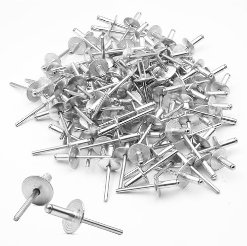 Rivets aveugles en aluminium à large bride 4,8 x 13 mm – Lot de 120 rivets pop pour métal plastique meubles bricolage Fixation robuste grâce à la large bride montage facile