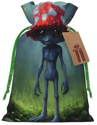 Bolsas de regalo con cordón de Navidad con estampado de astronauta y alienígena, saco festivo de Navidad, fiesta de cumpleaños, embalaje de regalo