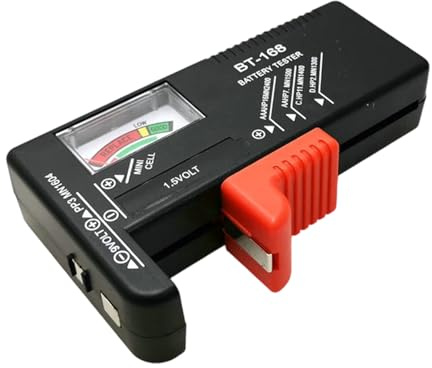 tiyiyok Comprobador de Pilas, Comprobador de Batería Universal, Battery Tester para pilas AAA, AA, C, D y Botón, 1.5V, 9V, Medidor de Pilas Preciso para Uso Doméstico y Profesional