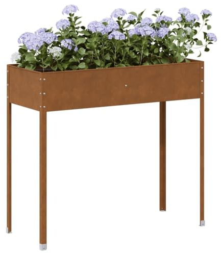 SKTQYQO Fioriera da Giardino in Acciaio Corten 100,5x40,5x90 cm con 1 Tubo di Supporto Interno, Ampia Fioriera per Piante, Erbe Aromatiche e Fiori, Decorazione per Balcone Patio,