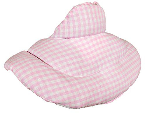 Nackenhörnchen mit Stehkragen Bio-Stoff rosa-weiß. Kirschkernkissen. Nackenkissen Wärmekissen - Nacken-Heizkissen für Mikrowelle und Backofen