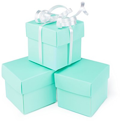 Super Z Outlet Mini Small Square Cube Robin's Egg Blue Gift Boxes with Lids for Party Favors, Decoration, Weddings, Birthdays, and more. 2 x 2 x 2 in Size. (10 Pack)