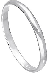 Sterling Silver 2mm D Shaped Wedding Band Ring Size E - W