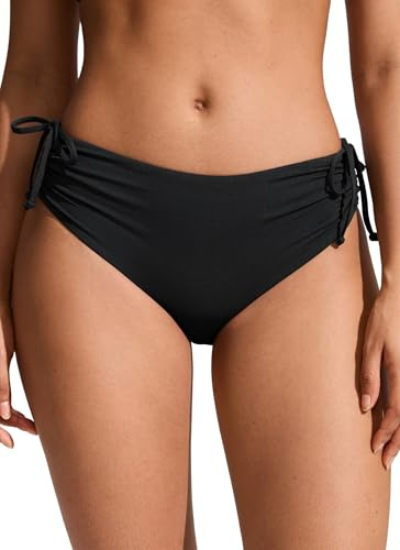 CRZ YOGA Mid Waisted Ruched Bikini Bottoms Black 8