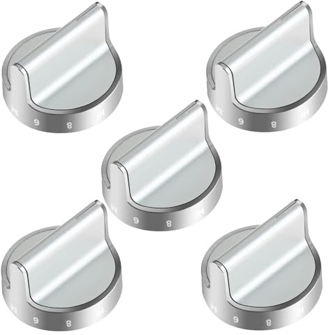 MOOTVGOO 5 Pack W10766544 Gas Stove knobs, Stainless Steel Cooktop Knobs Replacements for Whirlpool Gas Range WFG540H0ES0, Replace W10430807, W10676228, AP5958476, 4248219, EAP10067059, PS10067059