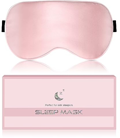 BLSSNZ Silk Sleep Mask for Women - Soft Breathable Organic Natural Mulberry Silk Fabric Blackout Eye Mask for Sleeping with Adjustable Straps No Pressure Eye Mask for Travel Essentials Gifts (Pink)